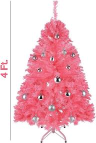 img 1 attached to 🎄 Prextex 4ft Premium Hinged Artificial Pink Christmas Tree - 320 Tips, Canadian Fir Full Bodied, Lightweight and Easy to Assemble with Metal Stand