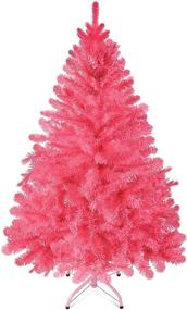 img 4 attached to 🎄 Prextex 4ft Premium Hinged Artificial Pink Christmas Tree - 320 Tips, Canadian Fir Full Bodied, Lightweight and Easy to Assemble with Metal Stand