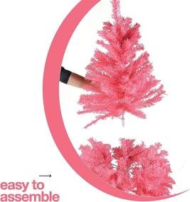 img 2 attached to 🎄 Prextex 4ft Premium Hinged Artificial Pink Christmas Tree - 320 Tips, Canadian Fir Full Bodied, Lightweight and Easy to Assemble with Metal Stand