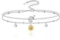 🦋 women's hxillery 925 sterling silver anklet – butterfly, sunflower, cross, cat, fish & star double layer bracelet. simple & dainty beach anklet gift for teen girls and friends logo