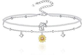 img 4 attached to 🦋 Women's Hxillery 925 Sterling Silver Anklet – Butterfly, Sunflower, Cross, Cat, Fish & Star Double Layer Bracelet. Simple & Dainty Beach Anklet Gift for Teen Girls and Friends