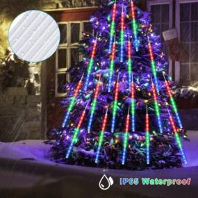 img 2 attached to 🌈 Colorful BestFire LED Meteor Shower Lights: Waterproof Falling Raindrop Light for Home Xmas Tree Garden Outdoor Decoration