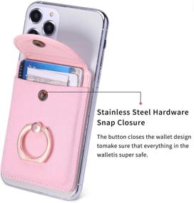 img 1 attached to 📱 FRIFUN Credit Card Holder with Ring Stand Stick on Phone Wallet - Ultra-Slim Self Adhesive, RFID Blocking Pocket Wallet for Most Smartphones (Finger Ring, Pink)