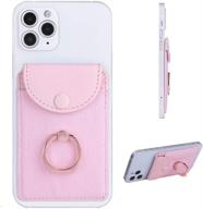 📱 frifun credit card holder with ring stand stick on phone wallet - ultra-slim self adhesive, rfid blocking pocket wallet for most smartphones (finger ring, pink) logo