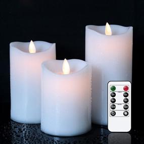 img 4 attached to 🕯️ Превосходные водонепроницаемые беспламенные свечи Eldnacele Premium: дистанционное управление, работа от батарейки, светодиодные пилястры для внутренних/наружных фонарей - движущееся пламя, таймер на 24 часа, пластик, набор из 3 размеров (4”5”6”)!