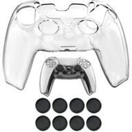 🎮 ps5 controller cover dualsense shell skin clear pc hard protector case + thumb grips x 8 (clear) logo