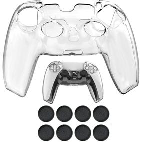 img 1 attached to 🎮 PS5 Controller Cover DualSense Shell Skin Clear PC Hard Protector Case + Thumb Grips x 8 (Clear)