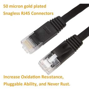 img 3 attached to 🔌 DAYEDZ Кабель Ethernet Cat 6 50 фт - тонкий плоский LAN кабель с клипсами и разъемами RJ45 для маршрутизатора - быстрее, чем Cat5e/Cat5 - черного цвета (50 футов)