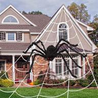 🕷️ anditoy 200-inch triangular large spider web + 50-inch giant halloween spider fake scary hairy spiders props for outdoor halloween decorations yard halloween decor logo