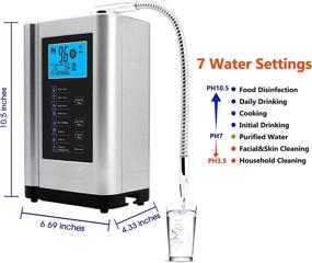 img 3 attached to 🌊 AlkaDrops Water Ionizer and Purifier Machine - pH 3.5-10.5, Alkaline Acid Water Filter, -500mV ORP, 6000 Liters Per Filter, 7 Water Settings, Auto-Cleaning, Intelligent Voice - Silver