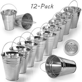 img 3 attached to Buy Kicko Large Galvanized Metal Buckets Bulk - 12 Pack - Great for Party Favors, Accessories, and Christmas Decorations