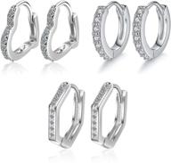 earrings huggie zirconia hypoallergenic c silver logo