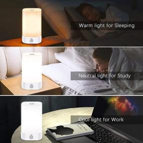 img 2 attached to Optimized LED Table Lamp: Cordless Bedside Lamp with Adjustable Warm Whites, RGB Colors, Memory Function, and Non-Flicker Night Light Mode for Bedroom, Nursery, Kids Room, and Reading