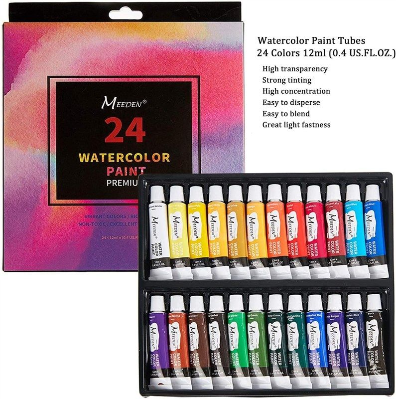 Meeden 0.4oz/12ml 24 Vibrant Colors Gouache Paint Set Non-Toxic
