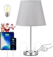 💡 innqoo touch table lamp for bedroom - dimmable led bedside lamp with 2 ac outlets, small grey table lamp for living room, nursery, guest's room – 1 pack логотип