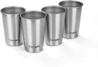 freeze 16oz stainless steel pint cups set of 4 - single wall stackable beer glasses with gift box (steel, 16oz x 4pack) logo