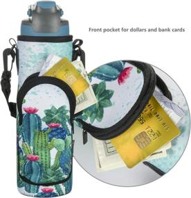 img 1 attached to Case Star Flask Water Bottle Bag Pouch For 20-26 Ounce Water Bottle Flask Carrier Holder With Flask Water Bottle Handle And Adjustable Shoulder Strap (Cactus)