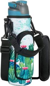 img 4 attached to Case Star Flask Water Bottle Bag Pouch For 20-26 Ounce Water Bottle Flask Carrier Holder With Flask Water Bottle Handle And Adjustable Shoulder Strap (Cactus)