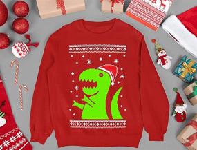 img 1 attached to 🦖 Boys' Clothing: Fashionable Dinosaur Sleeve Christmas Sweatshirt in Hoodies & Sweatshirts