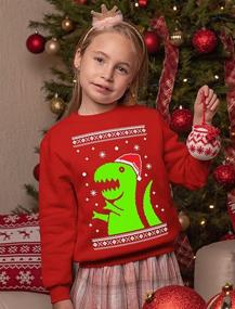 img 3 attached to 🦖 Boys' Clothing: Fashionable Dinosaur Sleeve Christmas Sweatshirt in Hoodies & Sweatshirts