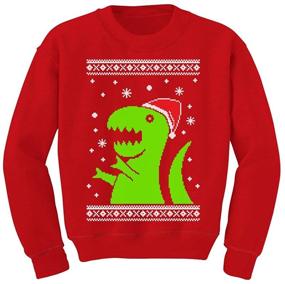 img 4 attached to 🦖 Boys' Clothing: Fashionable Dinosaur Sleeve Christmas Sweatshirt in Hoodies & Sweatshirts