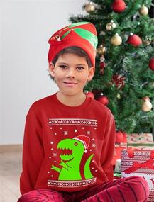 img 2 attached to 🦖 Boys' Clothing: Fashionable Dinosaur Sleeve Christmas Sweatshirt in Hoodies & Sweatshirts