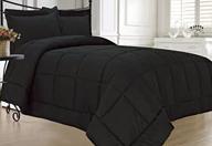 🛏️ kinglinen down alternative 3 piece comforter set, queen size, sleek black design logo