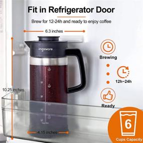 img 2 attached to ☕ Ingeware 1.5L/50oz Cold Brew Coffee Maker - Upgraded Iced Coffee & Iced Tea Maker with Removable Stainless Steel Filter, Easy Pour Spout - Large Thick Glass Pitcher