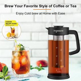 img 3 attached to ☕ Ingeware 1.5L/50oz Cold Brew Coffee Maker - Upgraded Iced Coffee & Iced Tea Maker with Removable Stainless Steel Filter, Easy Pour Spout - Large Thick Glass Pitcher