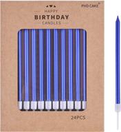 🎉 24-count metallic blue long thin candles for birthday parties, wedding decorations, and cake celebrations - phd cake candles логотип