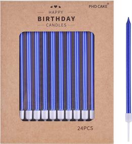 img 4 attached to 🎉 24-Count Metallic Blue Long Thin Candles for Birthday Parties, Wedding Decorations, and Cake Celebrations - PHD Cake Candles
