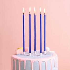 img 3 attached to 🎉 24-Count Metallic Blue Long Thin Candles for Birthday Parties, Wedding Decorations, and Cake Celebrations - PHD Cake Candles