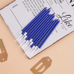 img 2 attached to 🎉 24-Count Metallic Blue Long Thin Candles for Birthday Parties, Wedding Decorations, and Cake Celebrations - PHD Cake Candles