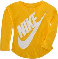 👕 обзор длиннорукавной спортивной футболки nike girls' little с графическим принтом, amarillo, размер 6 логотип