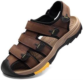 img 4 attached to Sandals Leather Athletic Walking Fisherman