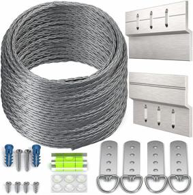 img 4 attached to 🔧 Optimized for SEO: Stainless Steel Wire Hanging Kit - French Cleat Hanger, D-Ring, Screws, Z Bar Clips Mounting Bracket. Supports 150 lbs and 50+ Feet (15.25M) Picture Wire