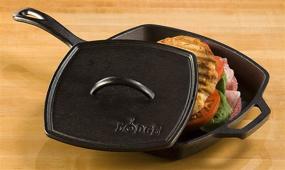 img 2 attached to 🥪 Lodge LPP3 Cast Iron Square Ribbed Panini Press: 8.25-inch Panini Maker & Grill