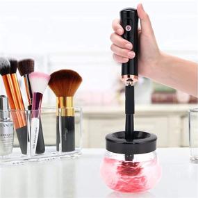 img 3 attached to 💄 Black 2-in-1 Makeup Brush Cleaner and Dryer - Automatic Brush Spinner for All Size Brushes, Deep Cosmetic Cleaning