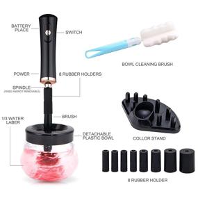 img 2 attached to 💄 Black 2-in-1 Makeup Brush Cleaner and Dryer - Automatic Brush Spinner for All Size Brushes, Deep Cosmetic Cleaning