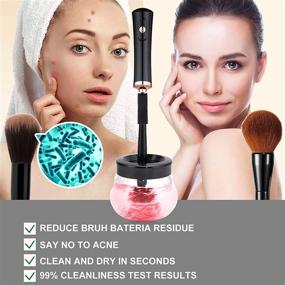 img 1 attached to 💄 Black 2-in-1 Makeup Brush Cleaner and Dryer - Automatic Brush Spinner for All Size Brushes, Deep Cosmetic Cleaning