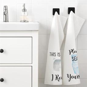 img 3 attached to 💩 Hilarious Toilet Hand Towels: Sayings & Patterns, 24''x18'' Waffle Towels - Funny Bathroom Decor, Perfect Housewarming, Birthday, Wedding Gifts - Set of 4