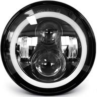 🔦 7-inch round led headlight with amber white angel eyes, dot e-mark approved, hi/lo beam, 6000k/3500k drl lamp halo - unishine j003t (1pc) logo