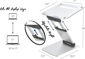 img 3 attached to 🔧 Регулируемая подставка для ноутбука на стол - эргономичное и портативное повышение для ноутбука: регулируемая по высоте до 20", поддерживает MacBooks, планшеты и ноутбуки от 10" до 17" - пространственно-серый