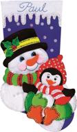 🎅 tobin dw5236 snowman and penguin stocking felt applique kit: create a festive 18-inch long holiday stocking! logo