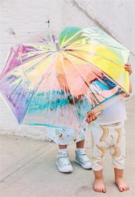 img 1 attached to 🌂 FCTRY Iridescent Holographic Clear Umbrella