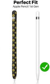 img 3 attached to 🌻 NIUTRENDZ Apple Pencil 1st Gen Sunflower Case - Black Silicone Sleeve Protector Skin with Cable Adapter Tether for Enhanced Accessories