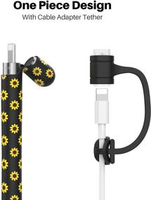 img 1 attached to 🌻 NIUTRENDZ Apple Pencil 1st Gen Sunflower Case - Black Silicone Sleeve Protector Skin with Cable Adapter Tether for Enhanced Accessories