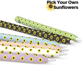 img 2 attached to 🌻 NIUTRENDZ Apple Pencil 1st Gen Sunflower Case - Black Silicone Sleeve Protector Skin with Cable Adapter Tether for Enhanced Accessories