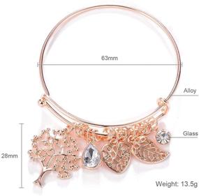 img 2 attached to 🌳 Tree of Life Leaves Feather Rhinestone Pendant Bangle Bracelet Set (2 Pcs) by HONGYE