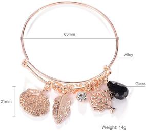 img 3 attached to 🌳 Tree of Life Leaves Feather Rhinestone Pendant Bangle Bracelet Set (2 Pcs) by HONGYE